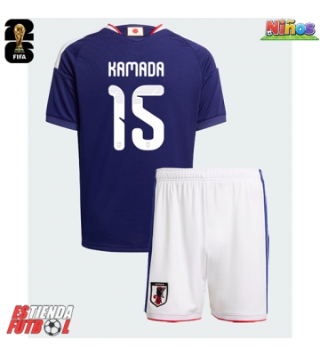 Japón Daichi Kamada #15 Primera Equipación Niños Mundial 2026 Manga Corta (+ Pantalones cortos)
